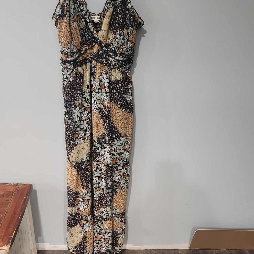 Inspired Hearts Floral Patchwork Maxi Dress - Black, Blue, Cream